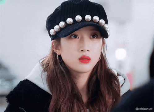 Girl Wearing Hat With Pearls GIF