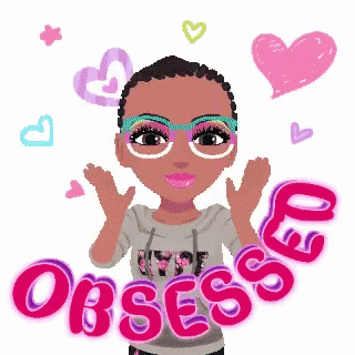 Girl Wearing Obsessed Shirt Surrounded by Hearts