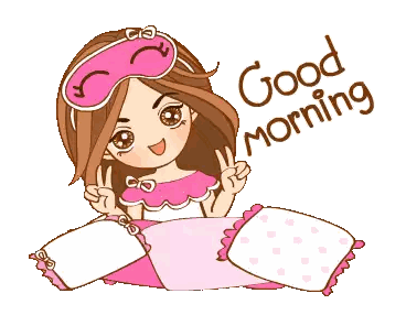 Girl Wearing Sleep Mask Saying Good Morning