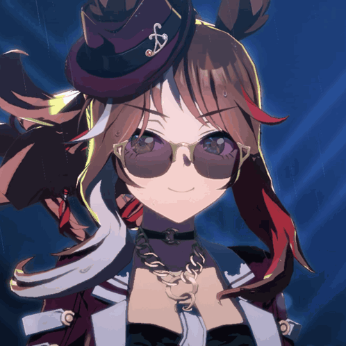 Girl Wearing Sunglasses And Top Hat GIF