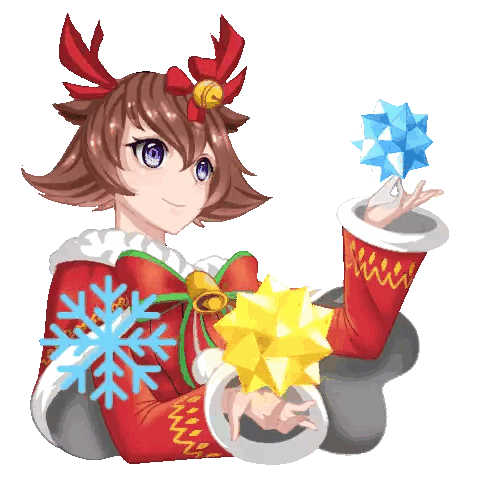 Girl with Antlers Holding Star and Snowflake