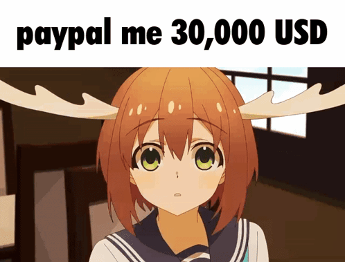 Girl With Antlers Saying PayPal Me 30000 USD GIF