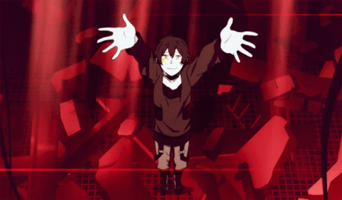 Girl With Arms Outstretched On Red Background GIF