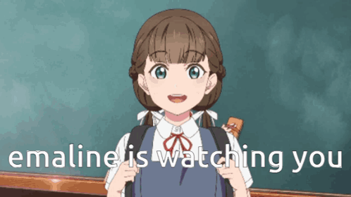 Girl With Backpack Saying Cmaline Is Watching You GIF