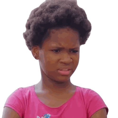 Girl with Big Afro Wearing Pink Butterfly Shirt