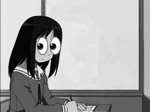 Girl With Big Eyes Writing GIF