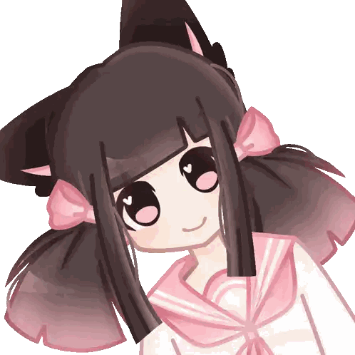 Girl with Black Hair and Pink Bows