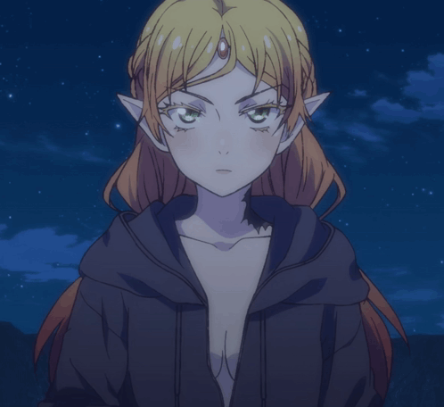 Girl with Blonde Hair and Ears in Black Jacket