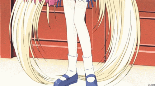 Girl With Blonde Hair And Lilium Text GIF