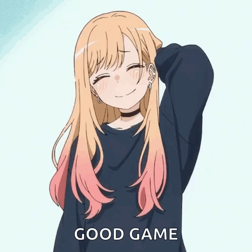 Girl With Blonde Hair and Pink Highlights Smiling Saying Good Game