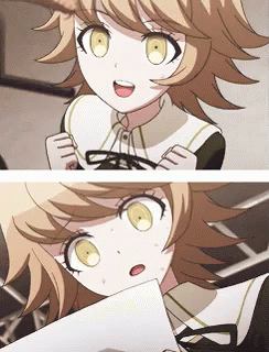 Girl With Blonde Hair and Yellow Eyes Holding Paper