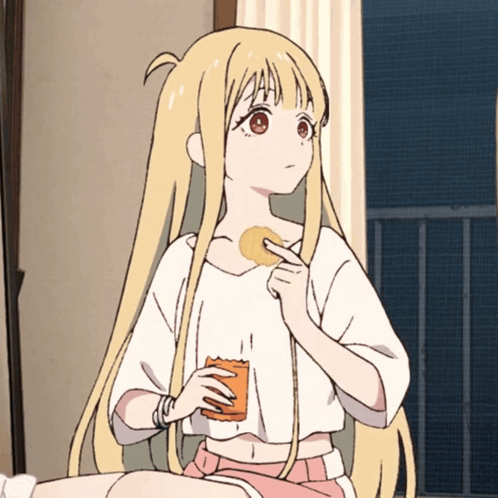 Girl With Blonde Hair Holding Cup and Cookie
