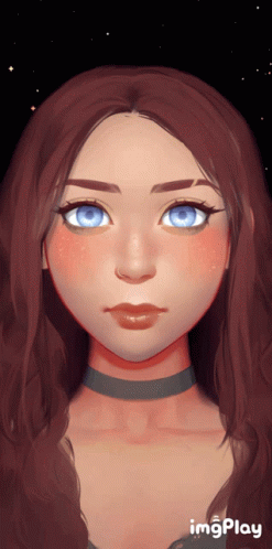 Girl With Blue Eyes and Choker Saying Imgplay