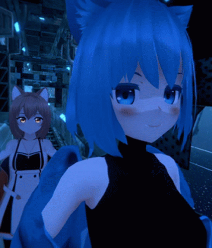 Girl with Blue Hair and Cat Ear