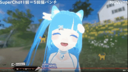Girl With Blue Hair And Cat Ears Video GIF