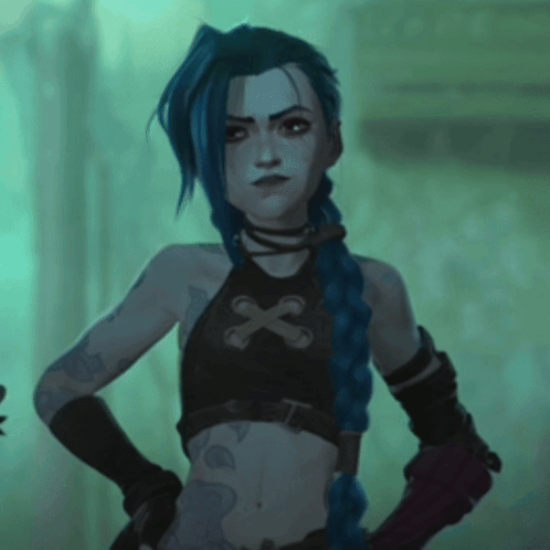 Girl With Blue Hair And Cross Crop Top GIF