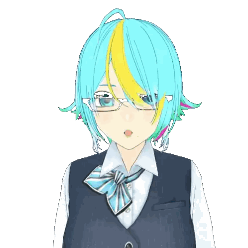 Girl with Blue Hair and Glasses