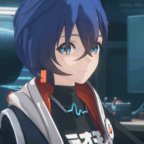 Girl With Blue Hair And N Necklace GIF