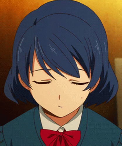 Girl With Blue Hair and Red Bow Tie