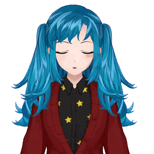 Girl with Blue Hair and Red Star Sweater