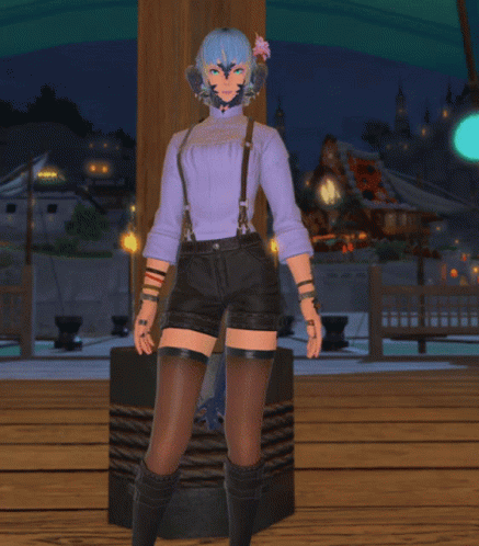Girl With Blue Hair And Suspenders GIF