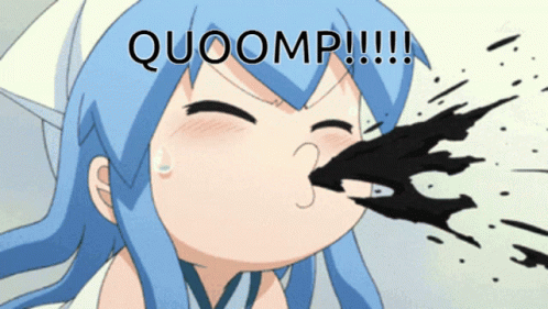 Girl With Blue Hair Blowing Black Liquid Quoomp