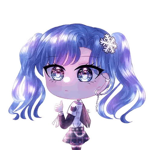 Girl with Blue Hair Giving Thumbs Up