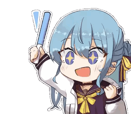 Girl With Blue Hair Holding Light Stick