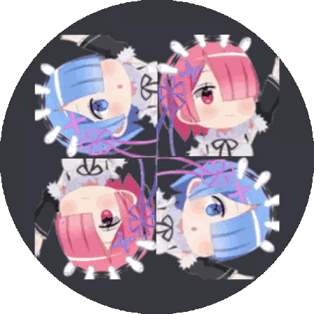 Girl with Blue Hair in Circle