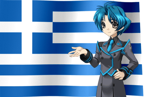 Girl With Blue Hair In Front Of Flag GIF