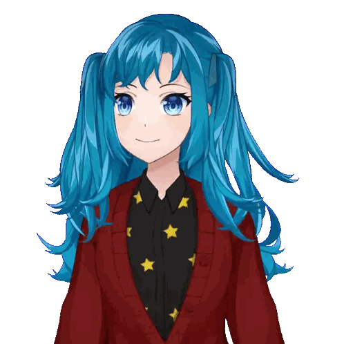 Girl with Blue Hair in Red Sweater
