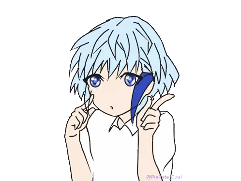 Girl with Blue Hair Pointing Left