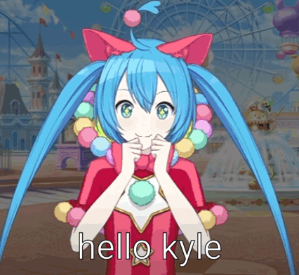 Girl With Blue Hair Saying Hello Kyle GIF