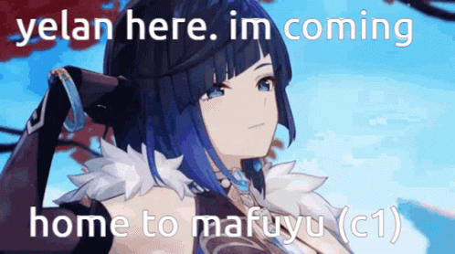 Girl with Blue Hair Saying Yelan Here Im Coming Home