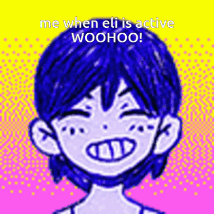 Girl With Blue Hair Smiling Saying Woohoo GIF