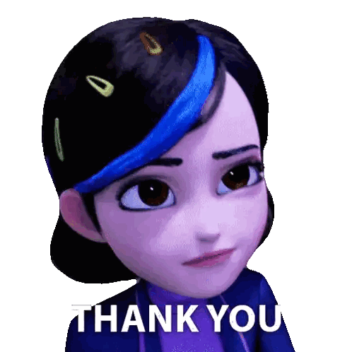 Girl With Blue Hair Stripe Saying Thank You