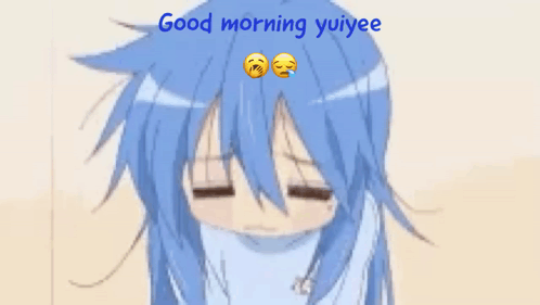 Girl With Blue Hair Yawning Good Morning Yuiyee