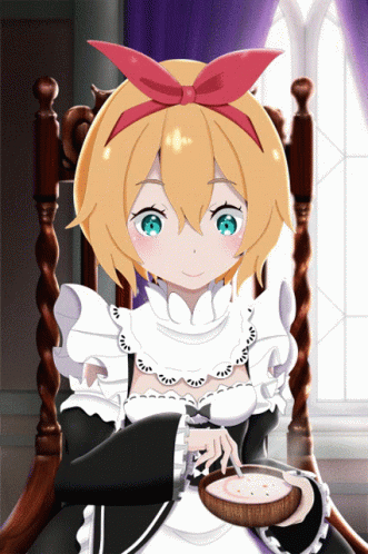 Girl with Bow Holding Bowl of Food