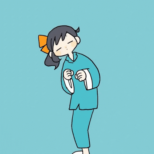 Girl With Bow in Hair and Blue Pajamas