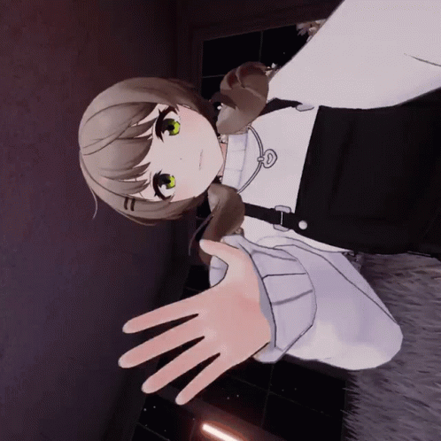 Girl With Brown Hair and Green Eyes Reaching Out