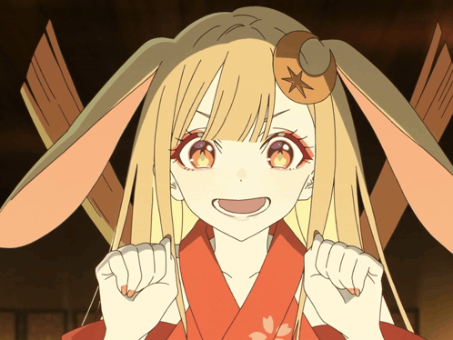 Girl With Bunny Ears and Crescent Moon on Head