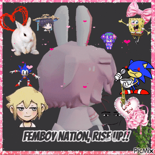 Girl With Bunny Ears Femboy Nation Rise Up GIF