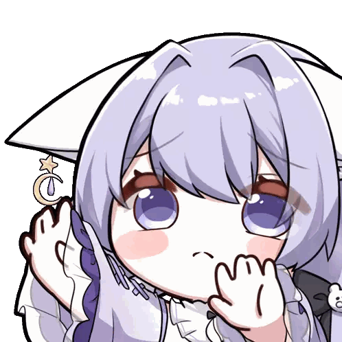 Girl with Cat Ear and Crescent Moon