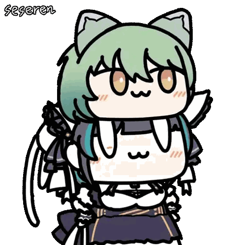 Girl With Cat Ear and Green Hair