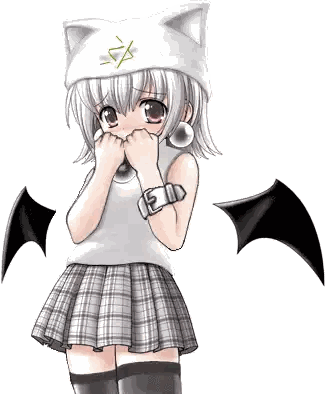 Girl with Cat Ear Hat and Plaid Skirt