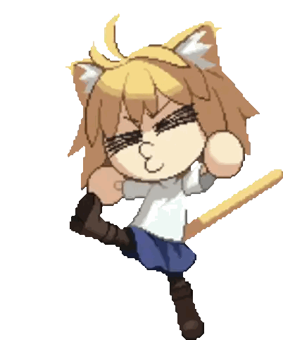 Girl With Cat Ear Holding Stick