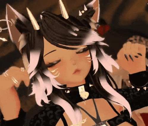 Girl with Cat Ears and Horns Dancing