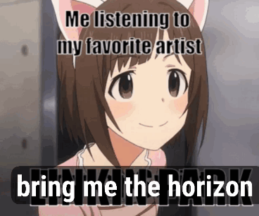 Girl With Cat Ears Listening To Bring Me The Horizon GIF