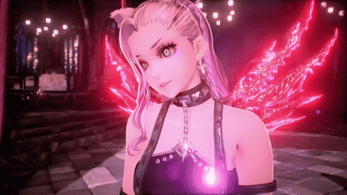 Girl With Choker in Front of Red Lights