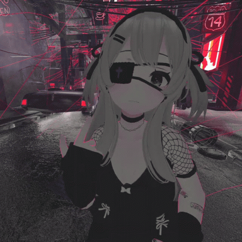 Girl With Cross On Eye Standing In Front Of Sign 14 GIF